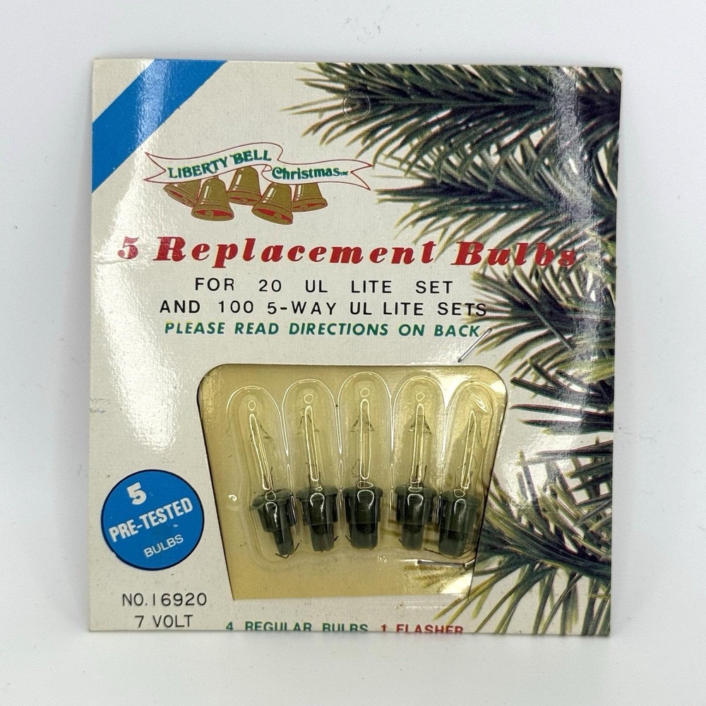 Vintage Liberty Bell 7V Replacement Bulbs No 16920 Warm White Push-In 5 Pack NOS